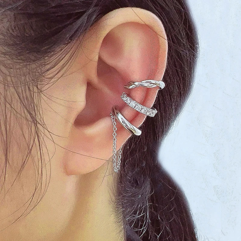 Crystal Ear Cuff Set — 3 Pieces, No Piercing