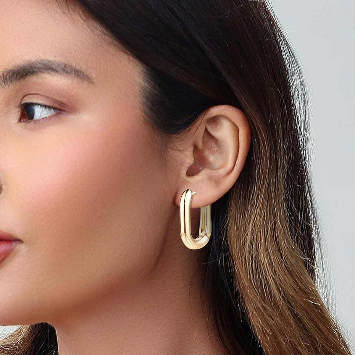 6 Pairs 14K Gold Plated Hoop Earrings for Women Lightweight Chunky Hoop Earrings Multipack Hypoallergenic, Thick Open Twisted Huggie Hoops Earring Set Jewelry for Gifts.