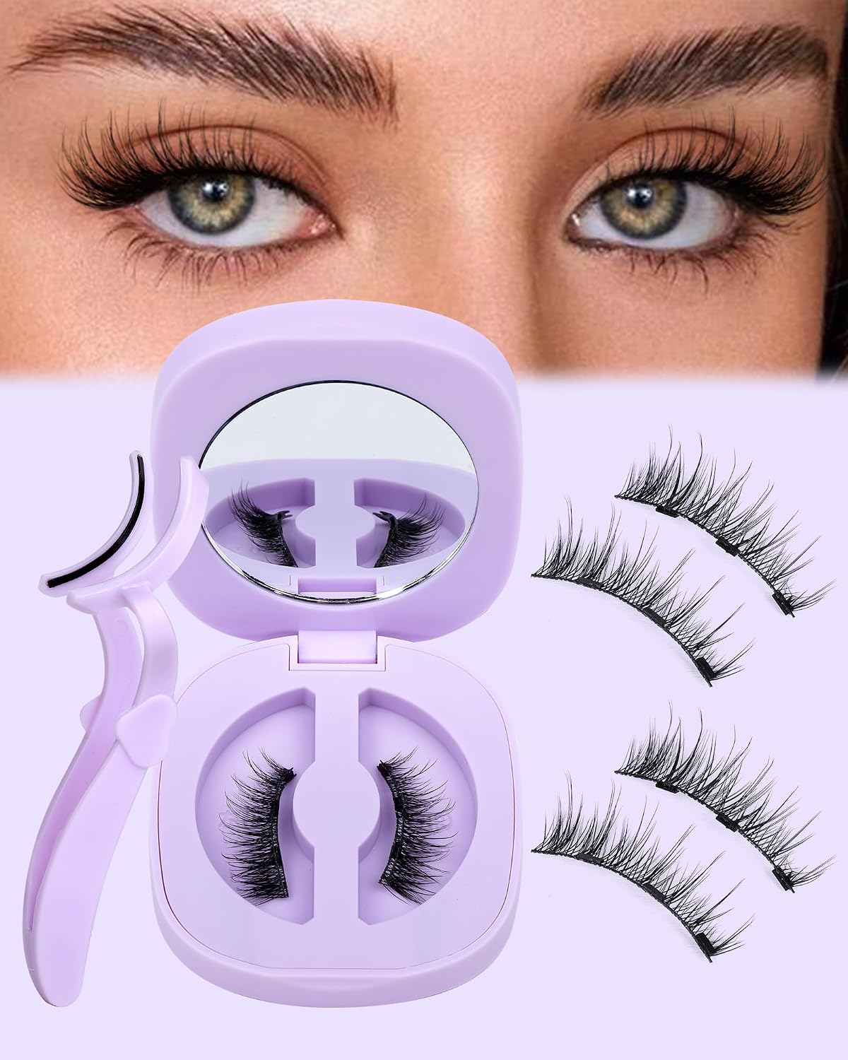 Cat Eye Magnetic Eyelashes Natural Look Wispy Magentic Lashes Reusable Magnetic Eyelashes with Applicator No Glue Needed Press on Magnetic Lashes by  Quick to Wear by