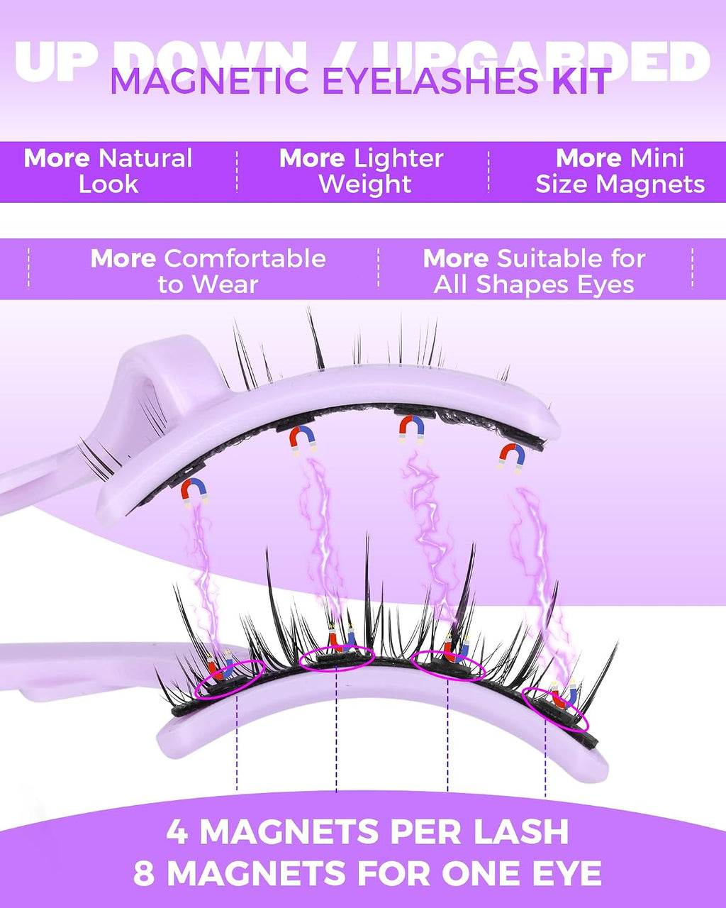 Cat Eye Magnetic Eyelashes Natural Look Wispy Magentic Lashes Reusable Magnetic Eyelashes with Applicator No Glue Needed Press on Magnetic Lashes by  Quick to Wear by