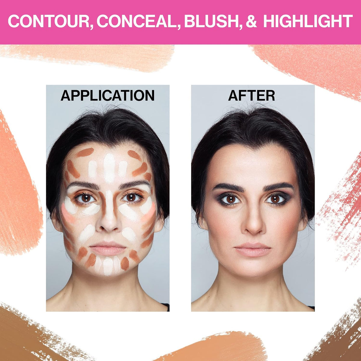 MegaGlo Makeup Stick — Contour, Conceal, Blush & Highlight (before & after)