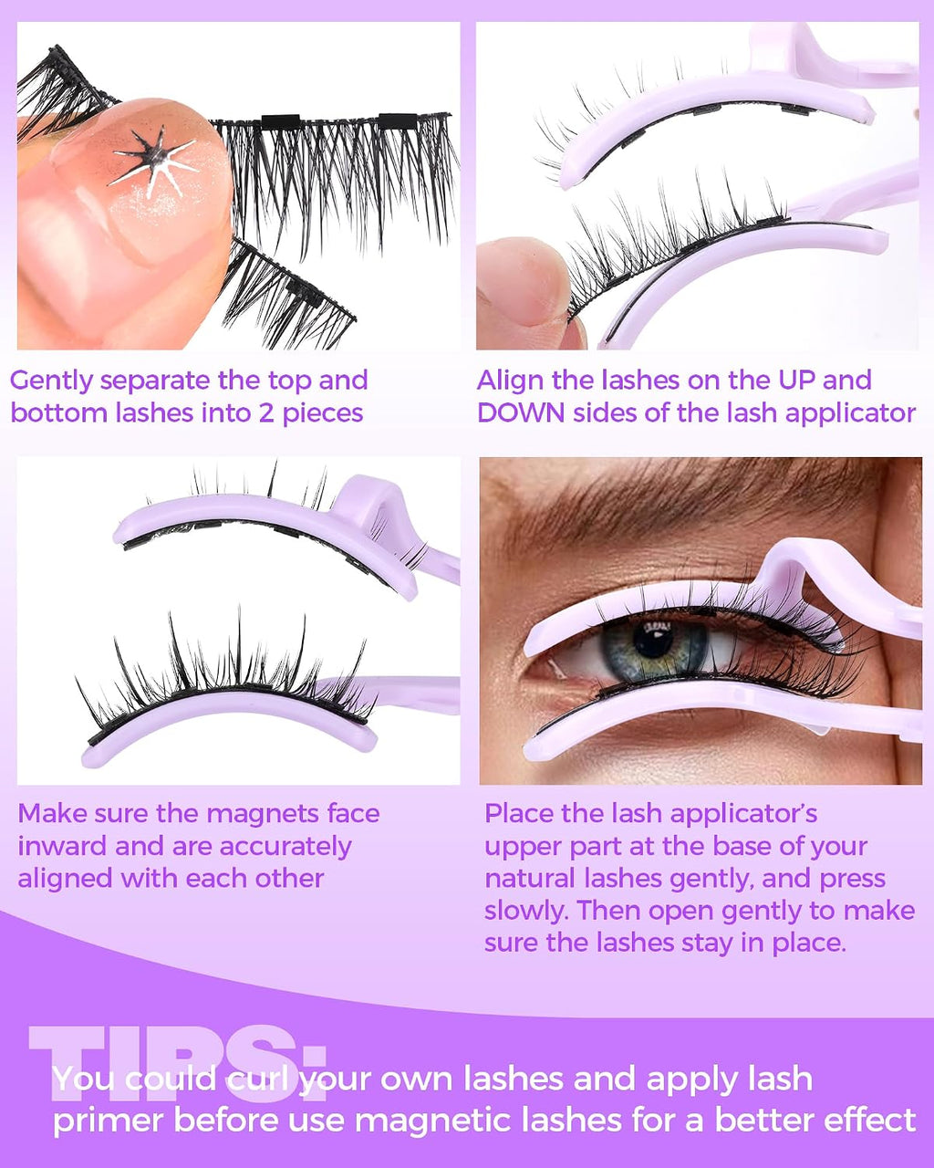 Cat Eye Magnetic Eyelashes Natural Look Wispy Magentic Lashes Reusable Magnetic Eyelashes with Applicator No Glue Needed Press on Magnetic Lashes by  Quick to Wear by