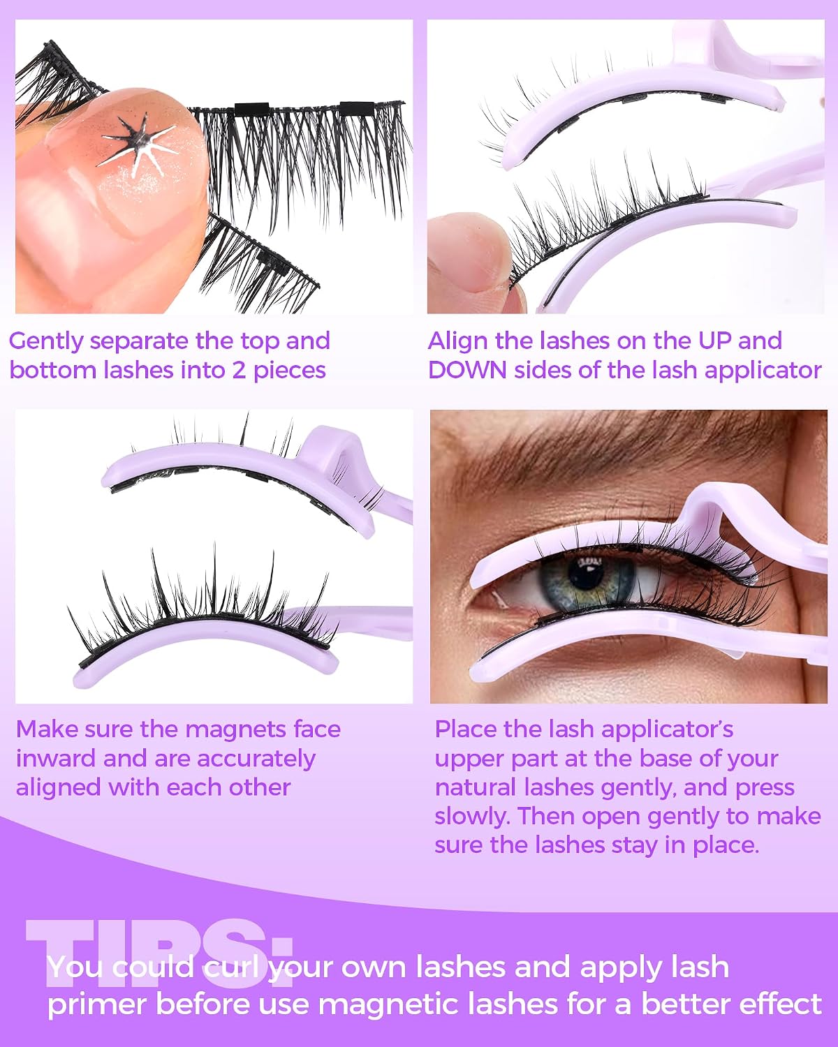Cat Eye Magnetic Eyelashes Natural Look Wispy Magentic Lashes Reusable Magnetic Eyelashes with Applicator No Glue Needed Press on Magnetic Lashes by  Quick to Wear by