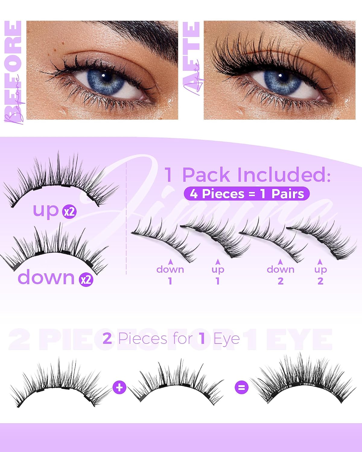 Cat Eye Magnetic Eyelashes Natural Look Wispy Magentic Lashes Reusable Magnetic Eyelashes with Applicator No Glue Needed Press on Magnetic Lashes by  Quick to Wear by