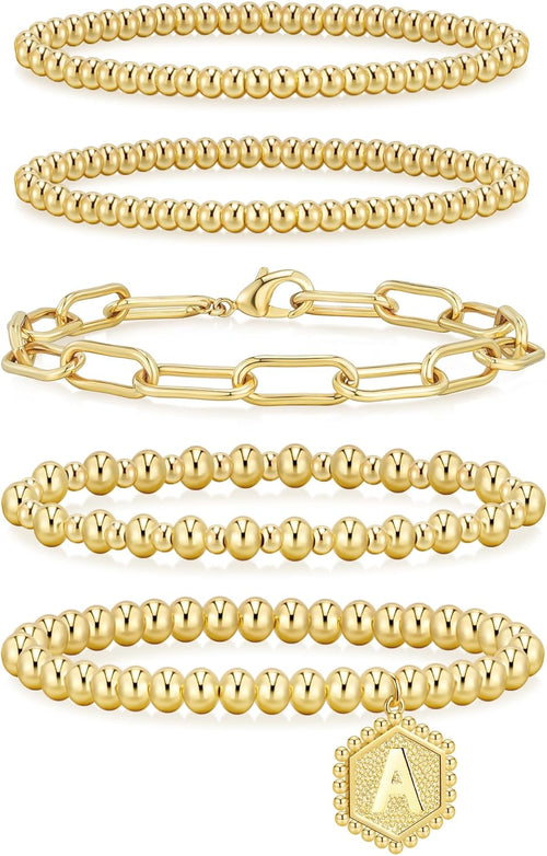 adoyi Gold Beaded Bracelet Stack
