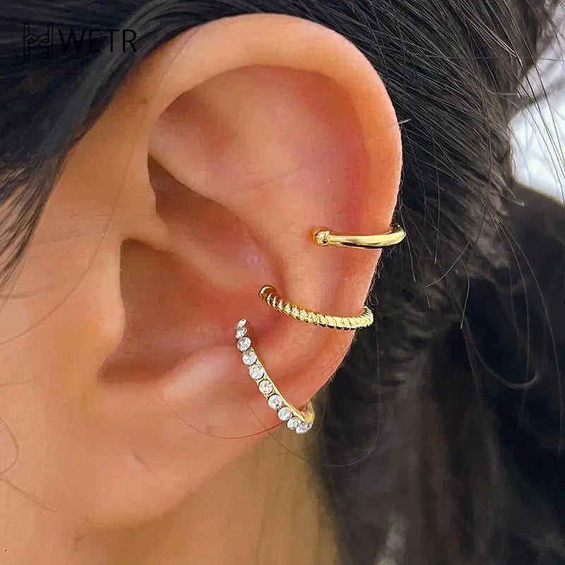 Crystal Ear Cuff Set — 3 Pieces, No Piercing