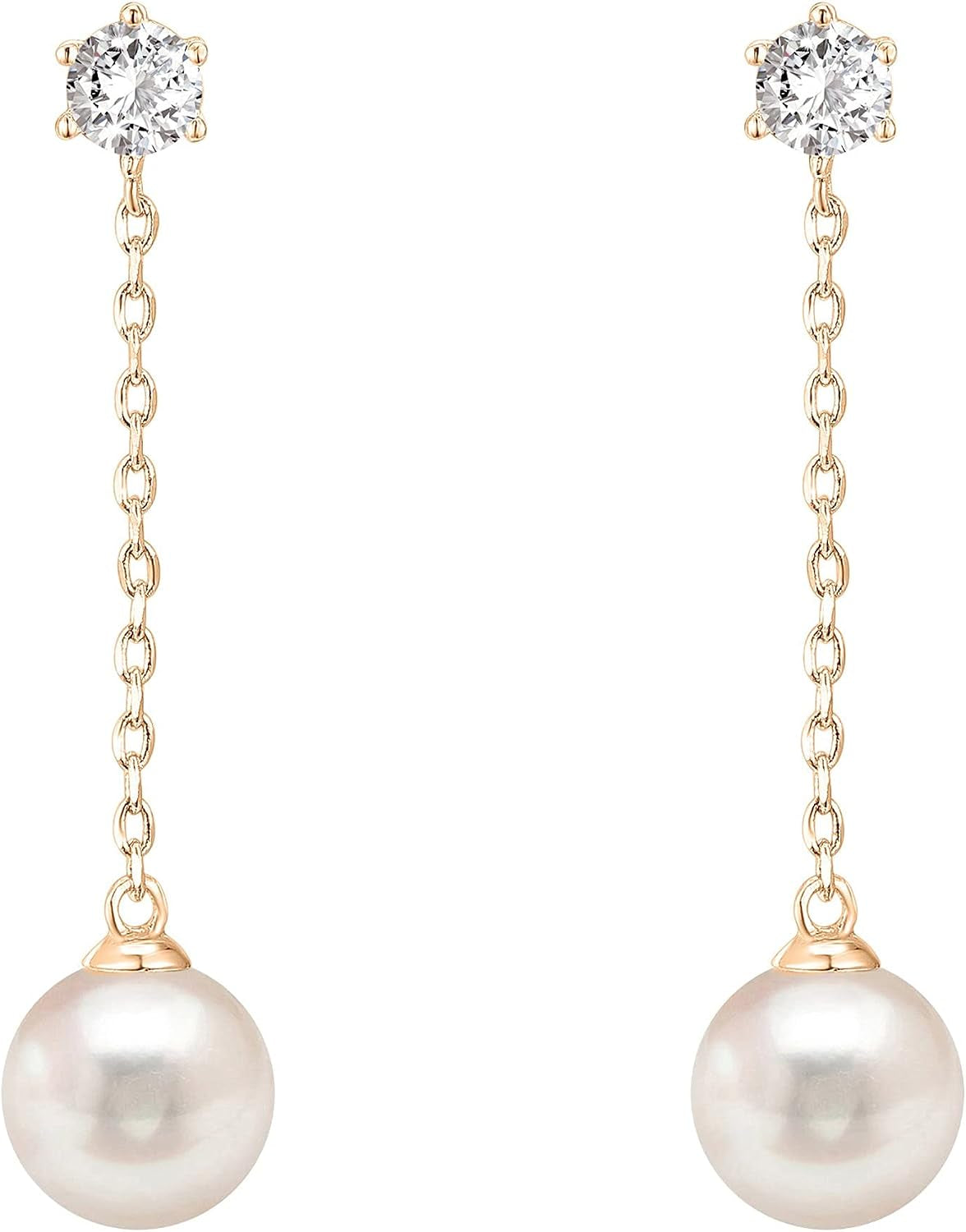14K Gold Plated Pearl Drop Dangle Earrings for Women, Bridal Earrings