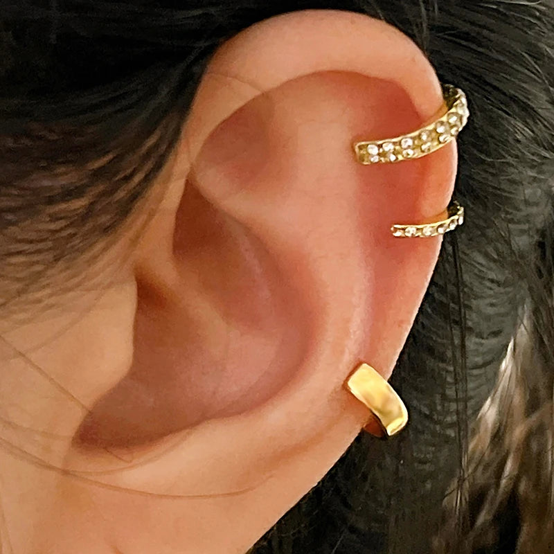 Crystal Ear Cuff Set — 3 Pieces, No Piercing
