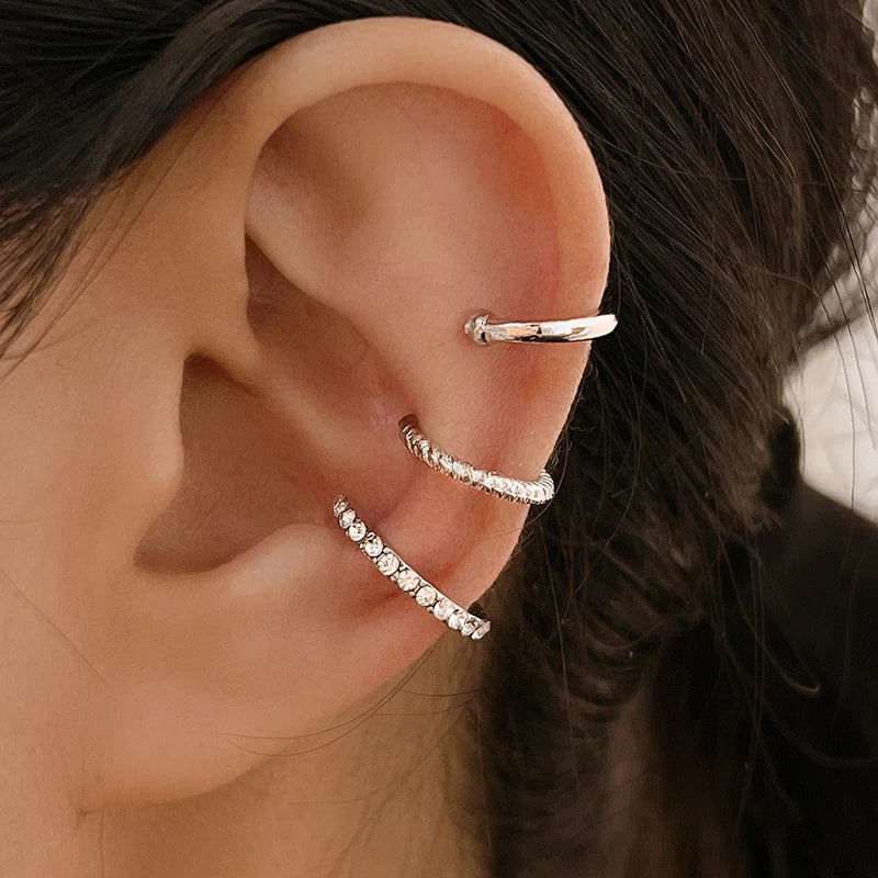 Crystal Ear Cuff Set — 3 Pieces, No Piercing