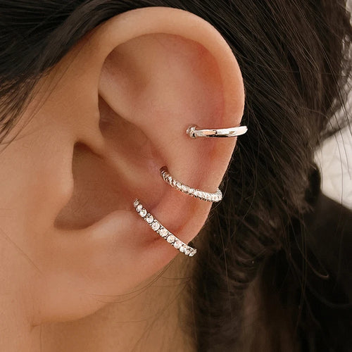 Crystal Ear Cuff Set — 3 Pieces, No Piercing
