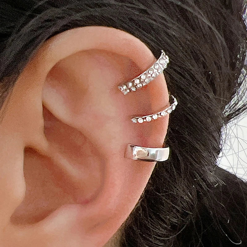 Crystal Ear Cuff Set — 3 Pieces, No Piercing
