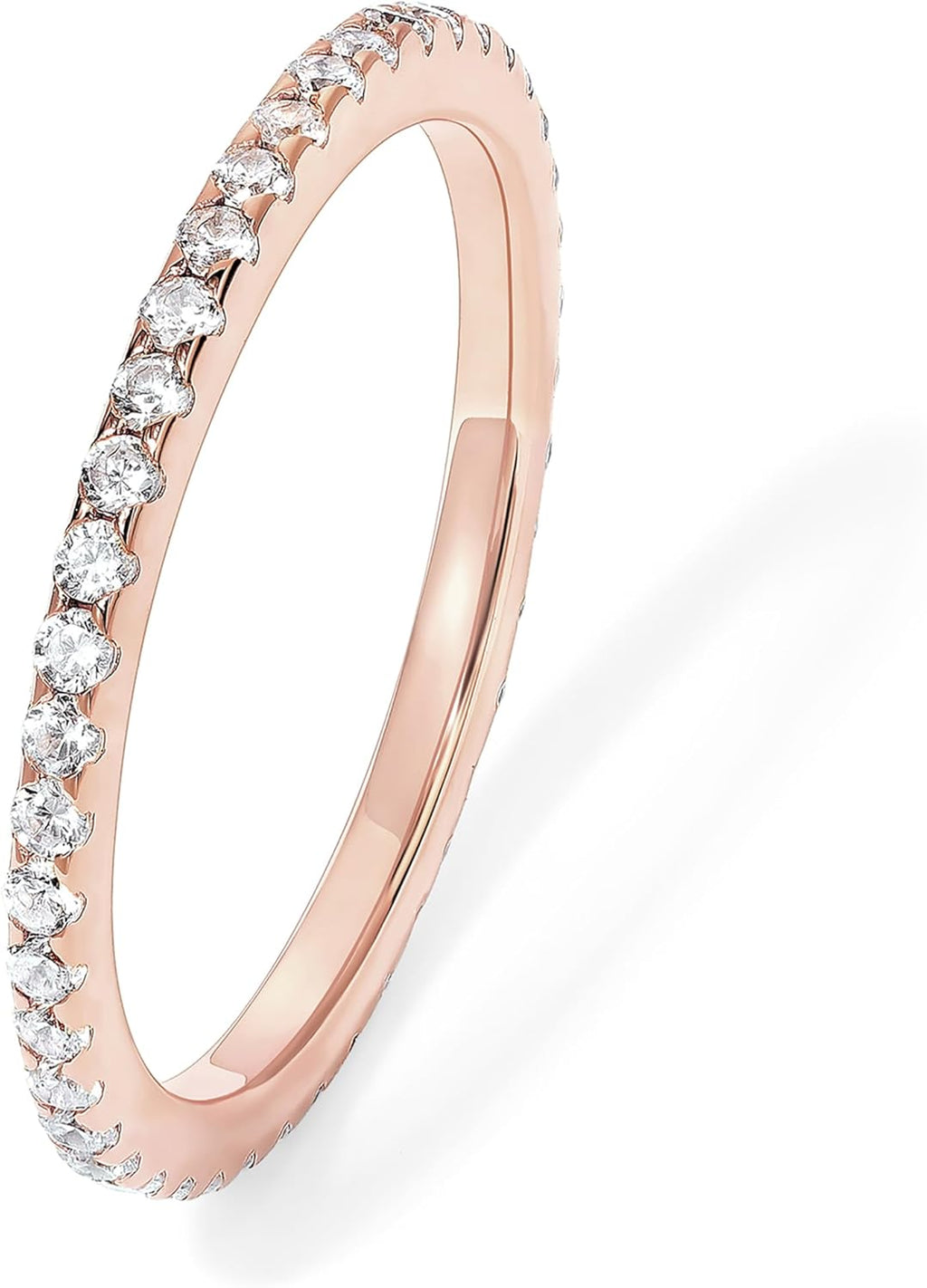 925 Sterling Silver Wedding Band for Women, 14K Gold Plated CZ Ring