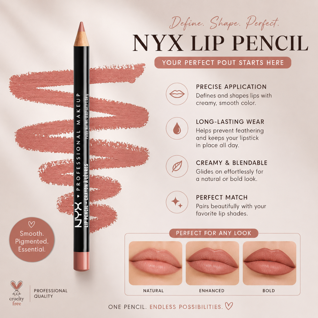 NYX PROFESSIONAL MAKEUP Slim Lip Pencil, Long-Lasting Creamy Lip Liner — 26 Shades